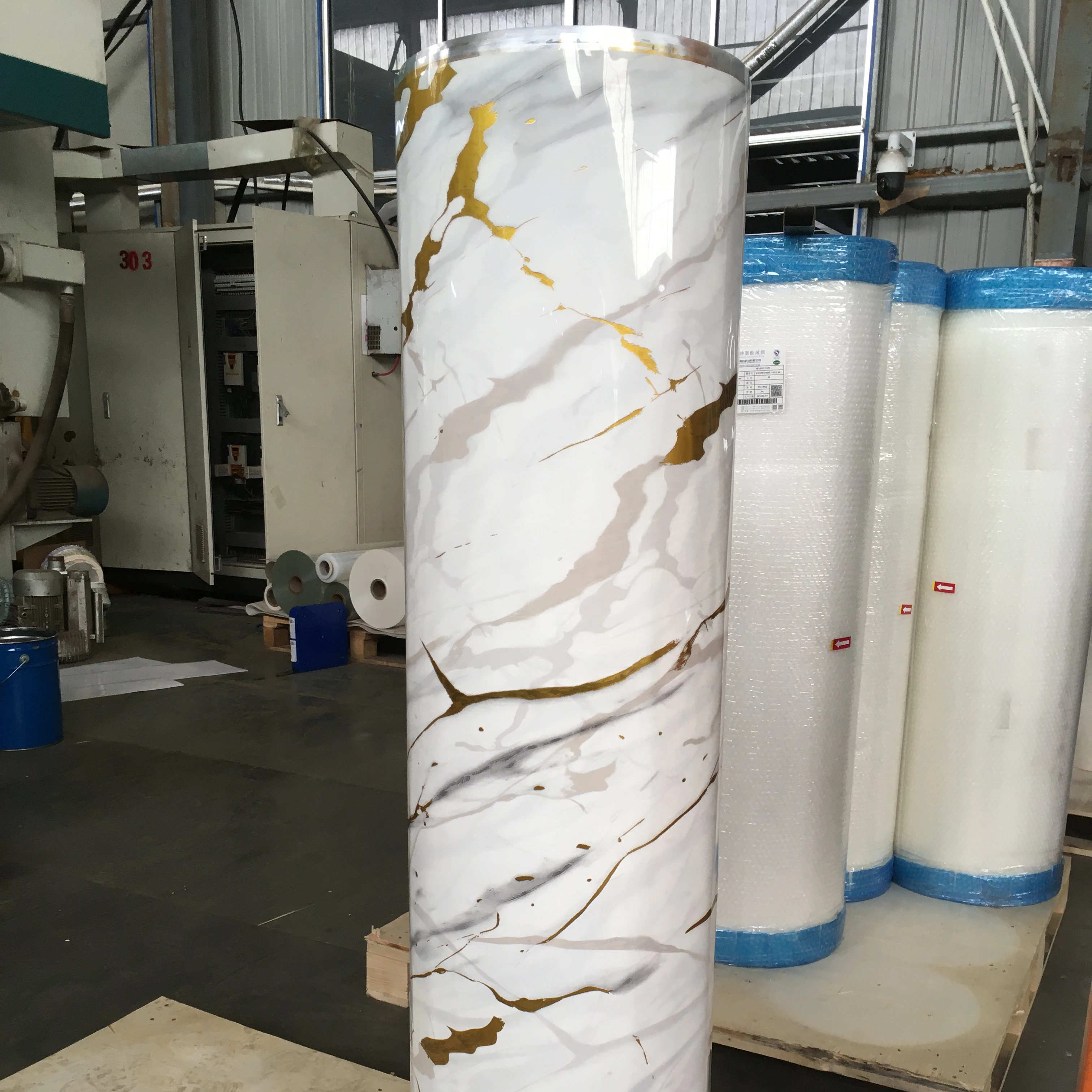 White Gilding Marble Design Hot Stamping Foil For Wall Panel WPC Door UV board Decorative Film For Furniture