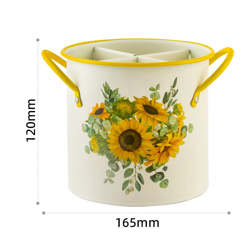 Vintage cherry tableware bucket household kitchen chopsticks cage knife and fork storage bucket