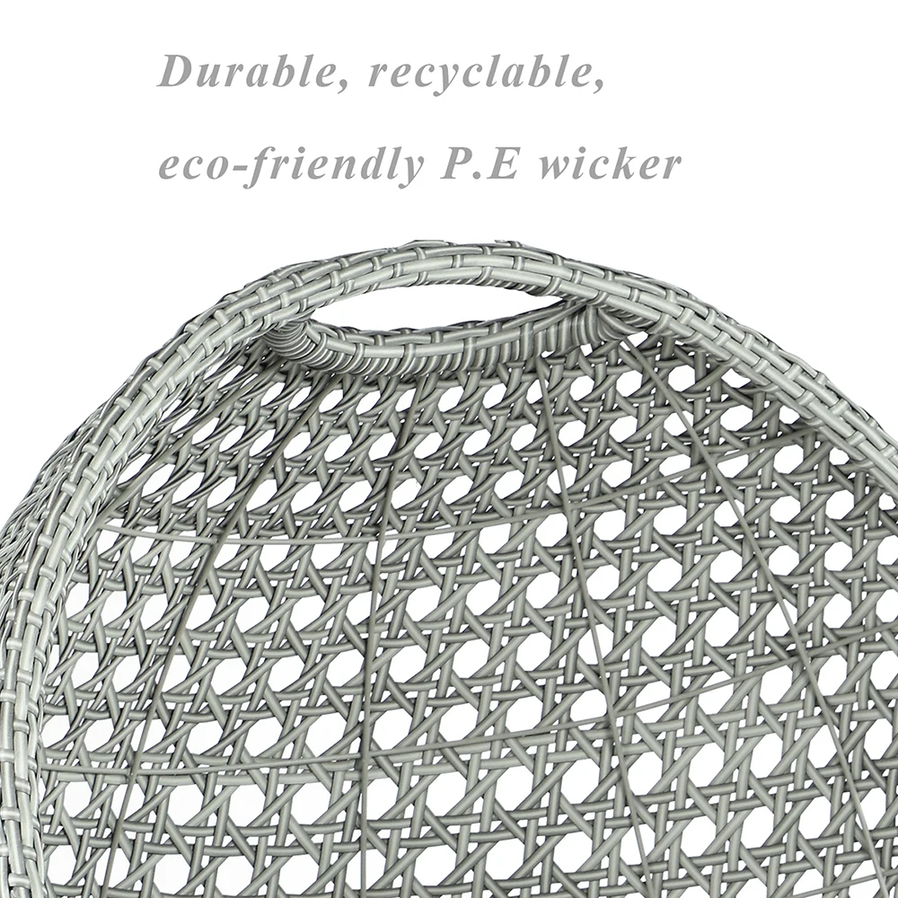 2021 outdoor furniture metal patio wicker rattan hanging basket swing chair tear drop egg with stand and