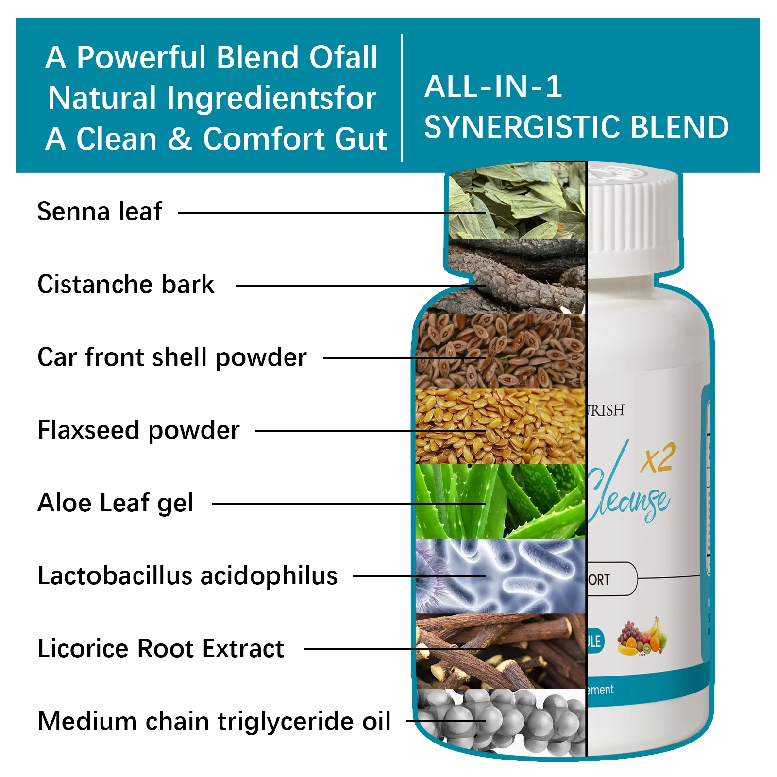 Private Label Supplement 15 Days Cleanse Capsules Supplements with senna leaf