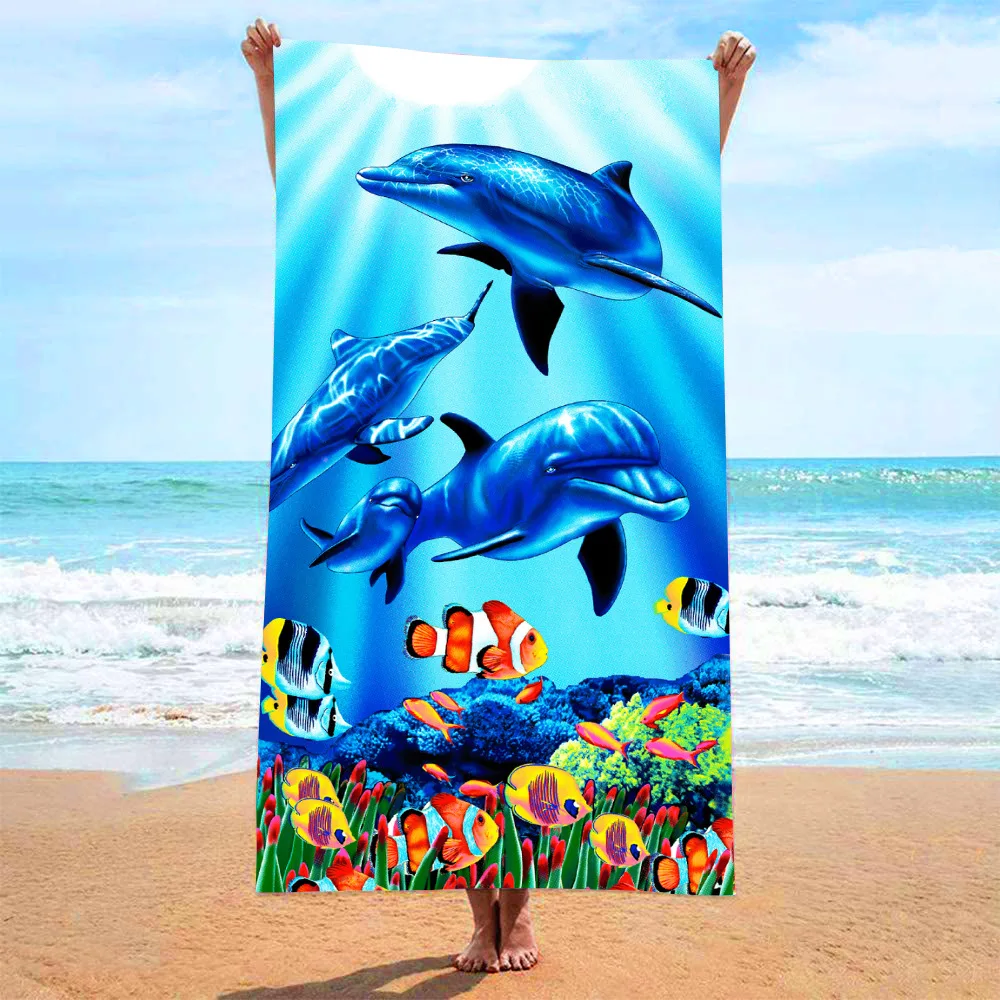 Microfiber Custom Digital Printing Dolphin Beach Towel Sand Proof Beach Towel Summer Beach Towel