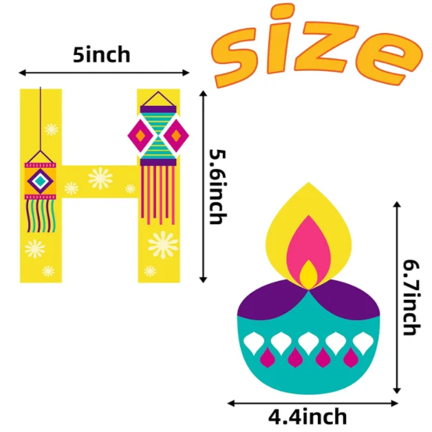 Happy Diwali Rangoli Diya Hindu Hanging Swirls Banners signs Flags garland for Deepavali Festival of Lights Party supplies decor