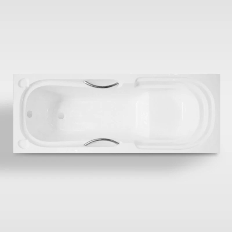 Hotel drop in small bath tub with seat and handles