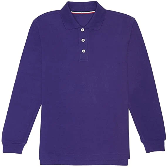 Рубашка-поло из пике с длинным рукавом для мальчиков, школьная форма с логотипом