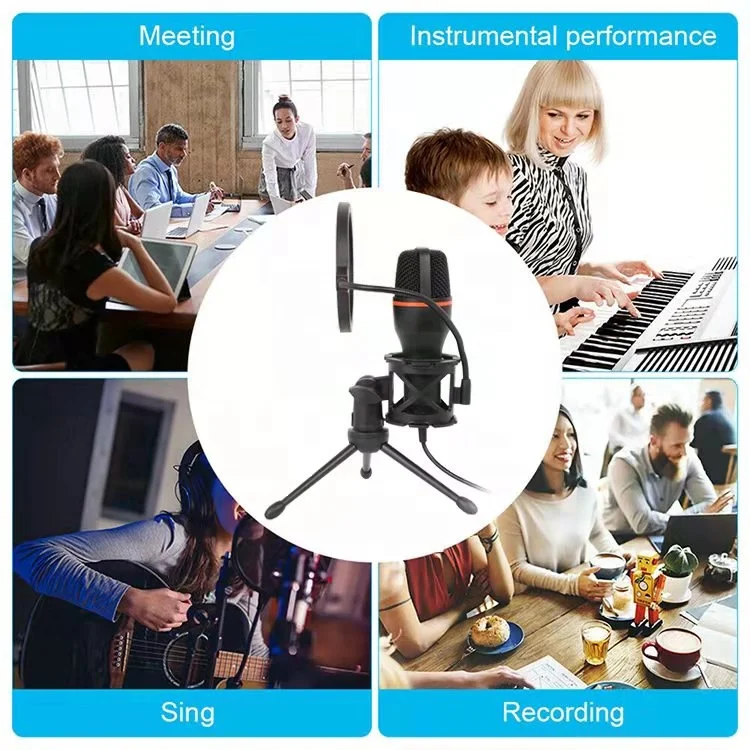 Fly Kan USB Desktop Condenser Microphone with Tripod Stand Studio Recording Streaming Microphone for PC/Computer/Mac(UMIC-SET01)