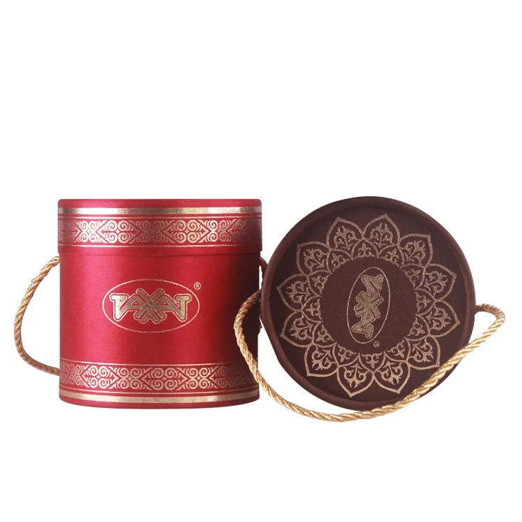 High food grade recyclable packaging empty paper tubes eco friendly with rope chocolate nuts kraft container cans