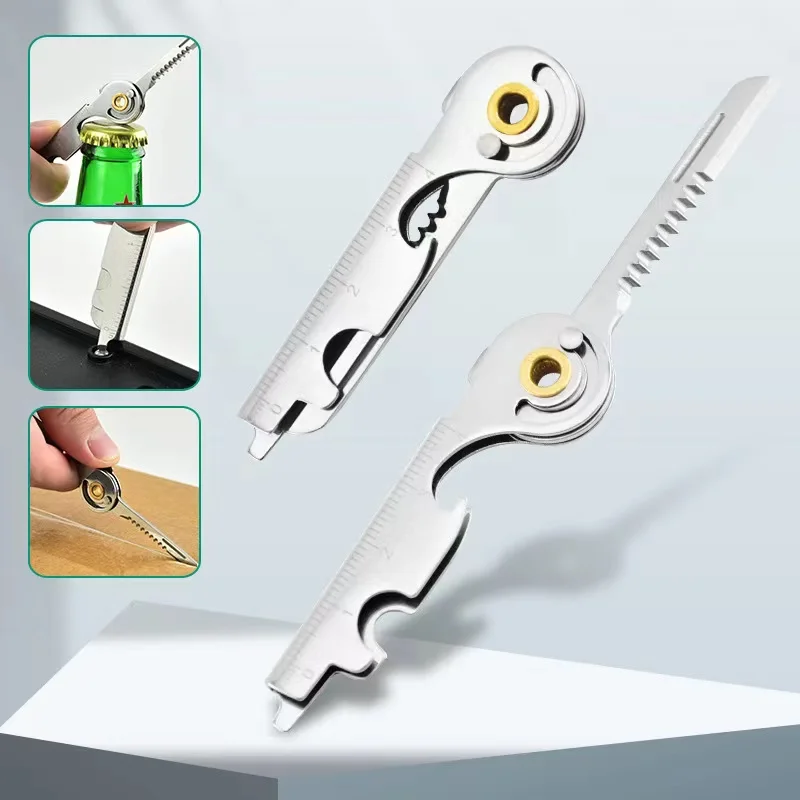 Camping Pocket Knife Folding Stainless Steel Multi Tools Multi Functional EDC Keychain Tools