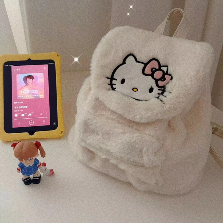 Kawaii sanrios плюшевый рюкзак Мультяшные дизайнерские котята Чучело Рюкзак для девочек hello kitties and friends школьный детский