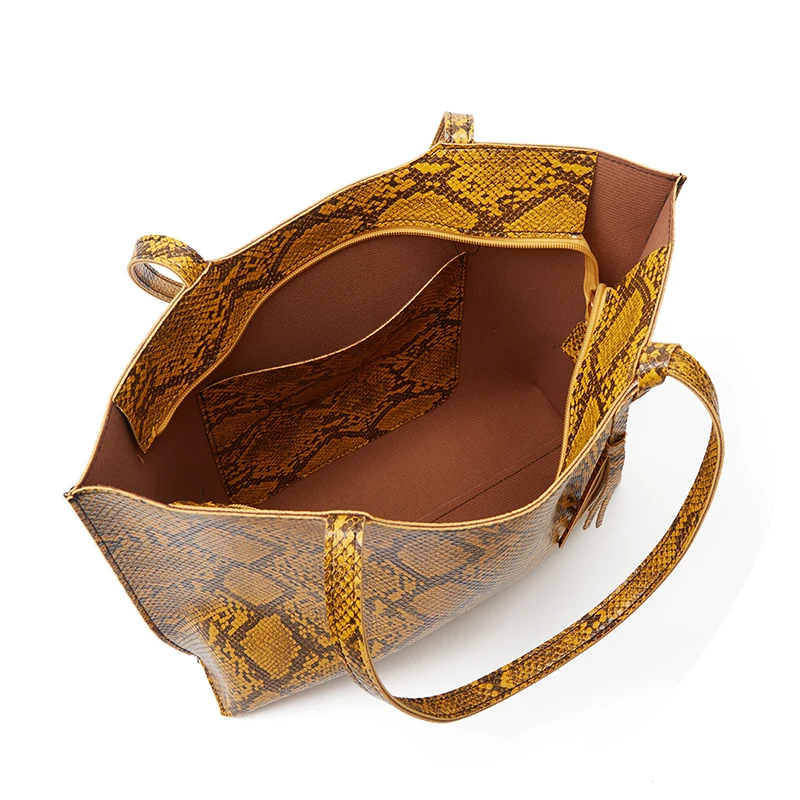 Custom Animal Printed Snake Vegan Women tote Hand bags Faux Leather shoulder handbags manufacturers