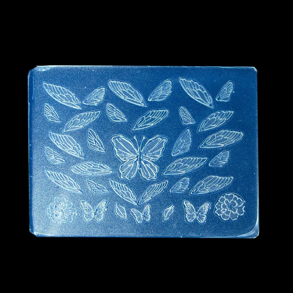 Custom Logo 3D Silicone Mold Butterfly Wings Flower Embossed Nail Art Decorations DIY Polish Nail Stamping Tool for Nails Art