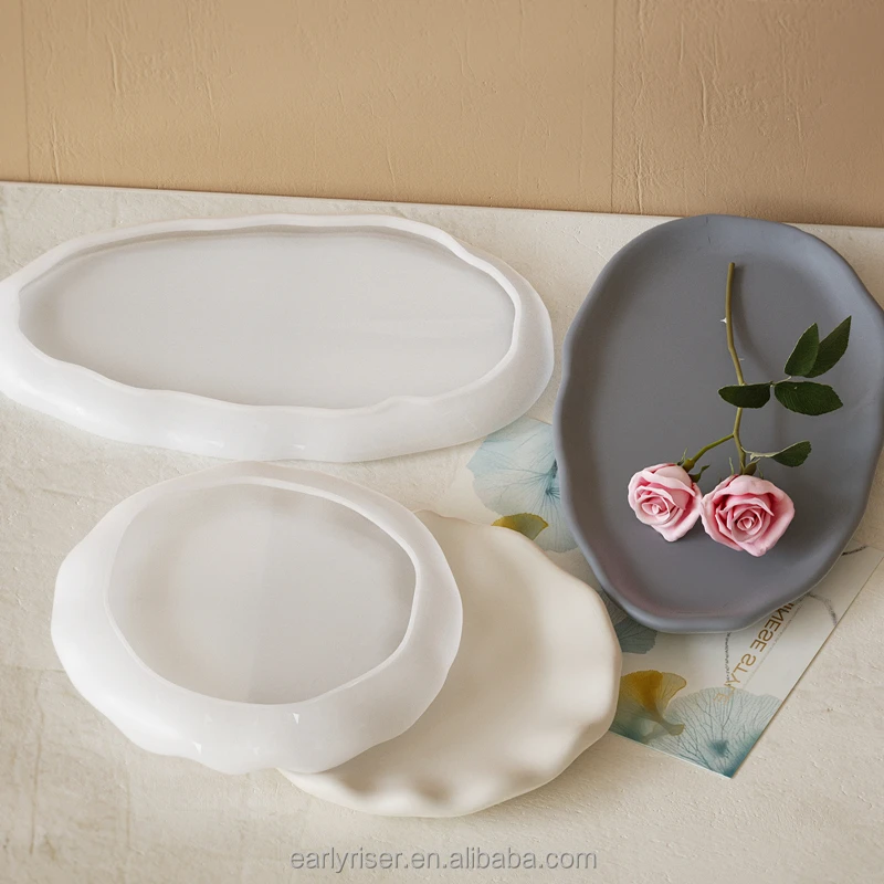 Early Riser DIY Resin Dropping Glue Irregular Cloud Plate Gypsum Tray Tea Cup Base Jewelry Silicone Mould