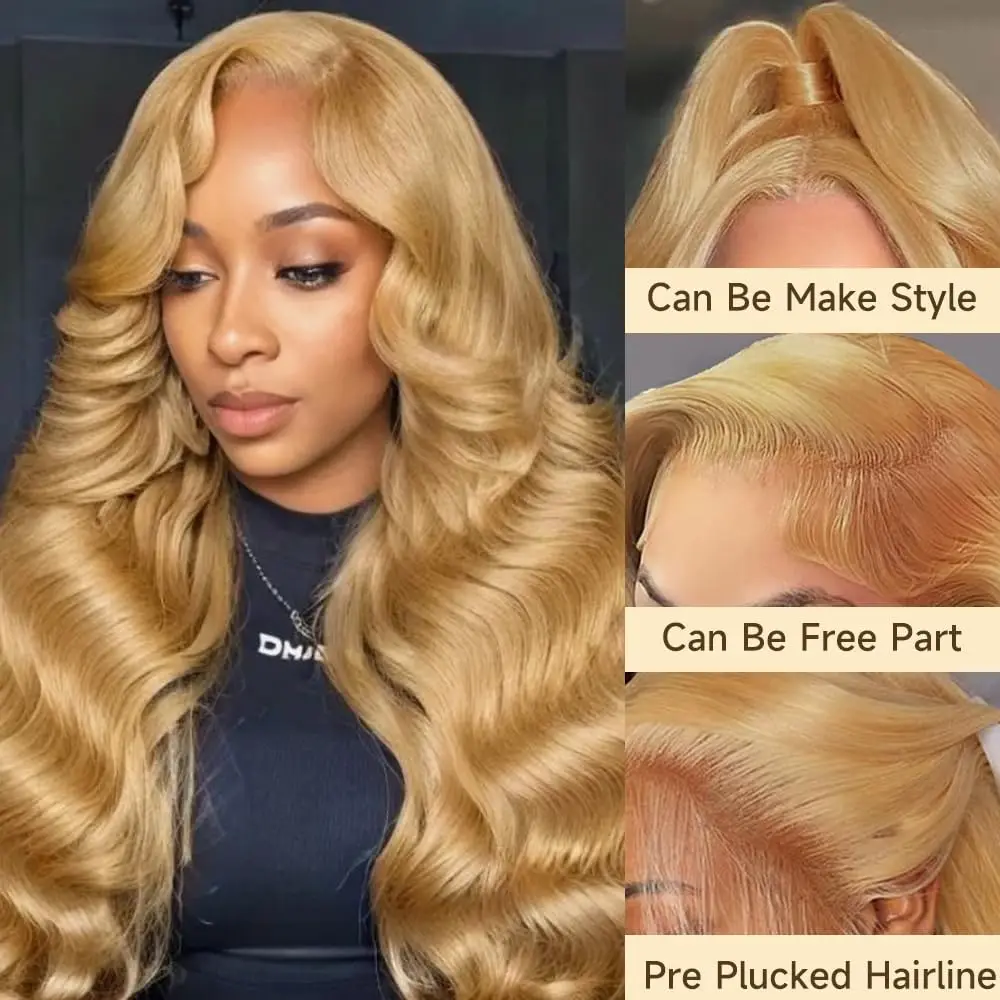 Honey Blonde Wig Human Hair 13x4 13X6 Lace Front Wigs Human Hair Pre Plucked 180% Density Blonde Body Wave Wig Human Hair