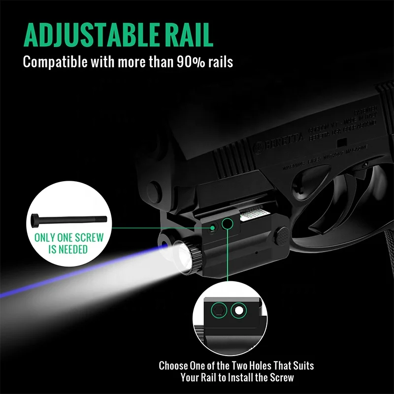 Mini LED Flashlight Blue Light combo Built-in Rechargeable Battery Comes with Compact Size and Light Weight