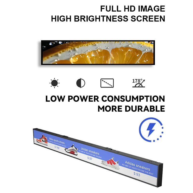 35 inch stretch bar LCD monitor stretched LCD display for bus advertising information screen
