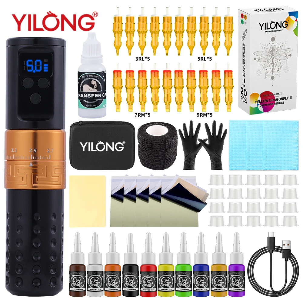 Tattoo Machine Adjustable Stroke Beginner Kits With Needle Display Tattoo Guns Kits Professional Permanent Makeup Body