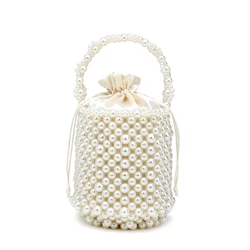 Сумка-мешок с жемчугом для вечеринки, сумка-клатч с жемчугом, ручка сумки с жемчугом