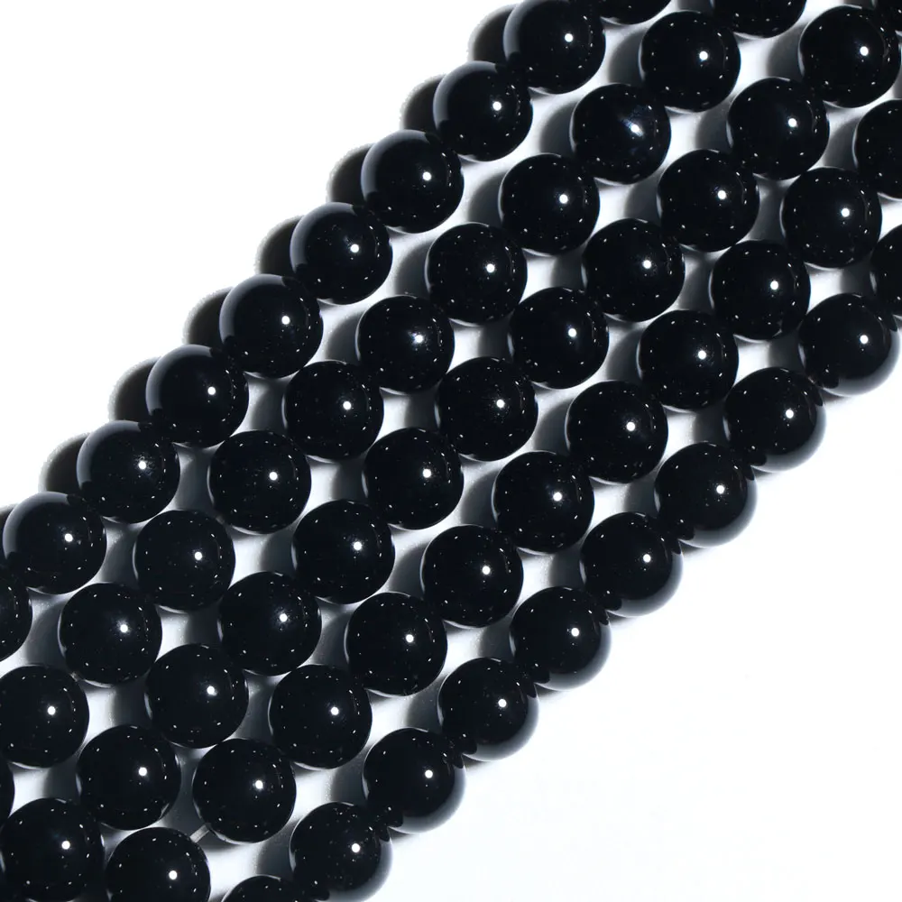 Wholesale Round Loose Gemstone Beads Strand 4/6/8/10/12mm Natural Black Agate Onyx Stone Beads For Jewelry Making