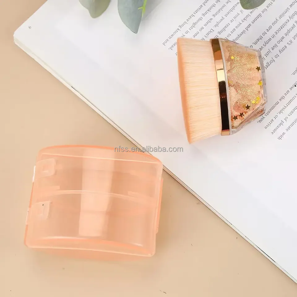  High Quality Synthetic Hair Rhinestone Flat Top Foundation Cosmetic Brush Durable Glitter Floating Hexagon Kabuki Makeup Brush