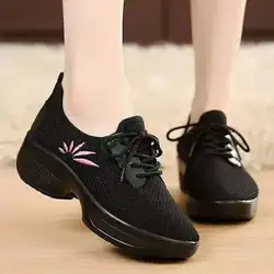 Оптовая продажа, сетчатая обувь без шнуровки с воздушной подушкой для женщин и девушек, легкая обувь для современных джазовых танцев, Женская прогулочная обувь на платформе, носки, кроссовки
