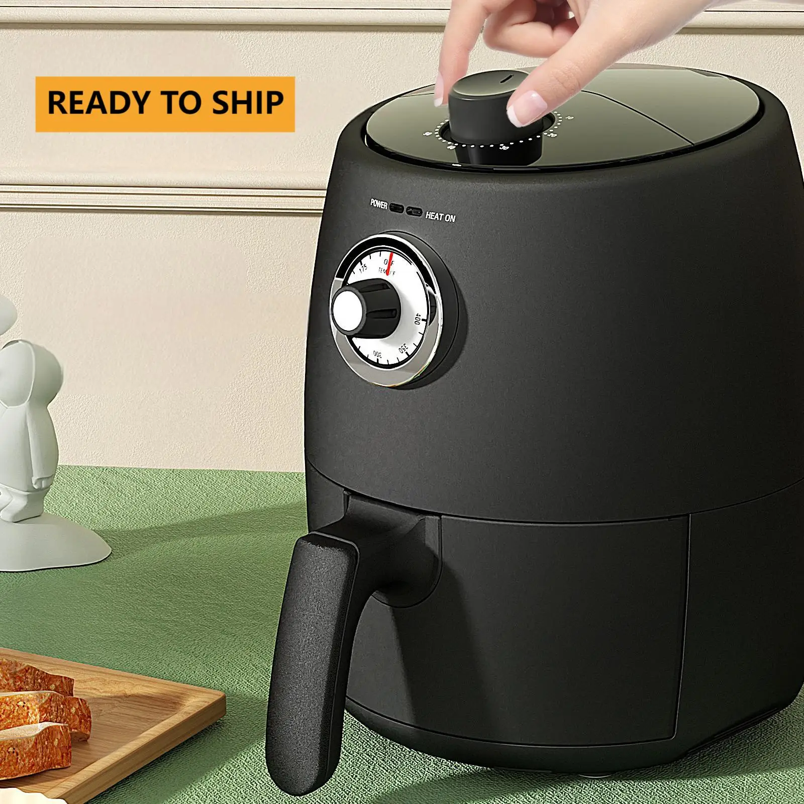 Air Fryers Ready to Ship MOOSOO MA31 Air Fryer 2QT Oil-Less Temp/Timer Control with 50Pcs Air Fryer Paper Liners Black