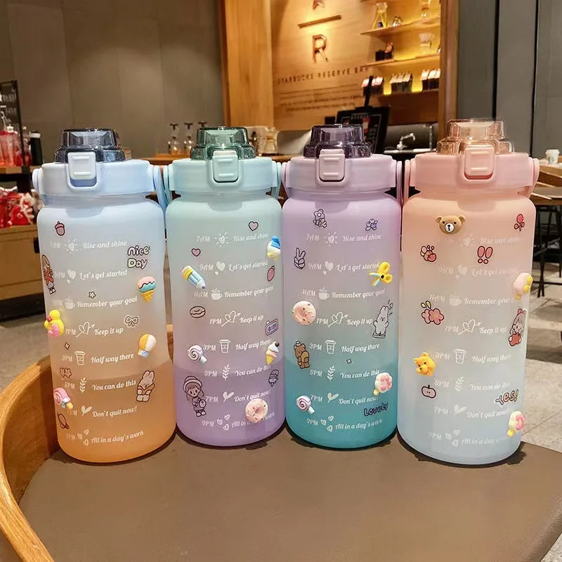 Wholesale Cheap 2000Ml Lightweight Big Capacity Portable Cute Empty Motivational Water Bottle