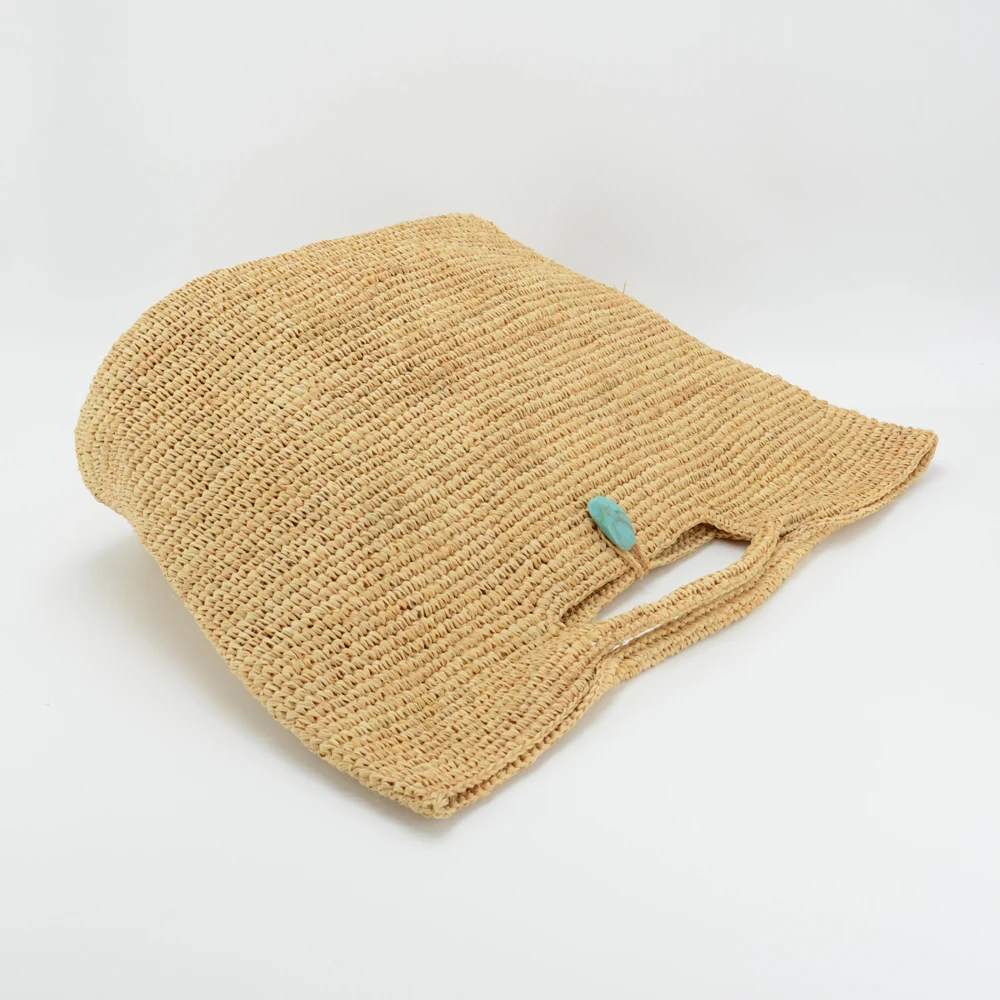 
Handmade crocheted Large Straw Raffia Bag with stone closure MOQ 100PCS 