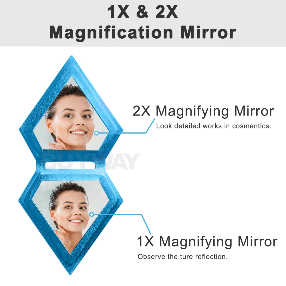 Laser Shiny Double Side 2x Magnify Beauty Luxury Diamond Compact Hand Portable Cosmetic Mini Pocket Travel Vintage Mirror