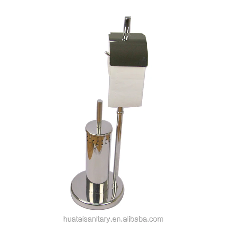 shelf metal reserve roll toilet paper holder freestanding bathroom stainless steel tissue and toilet brush