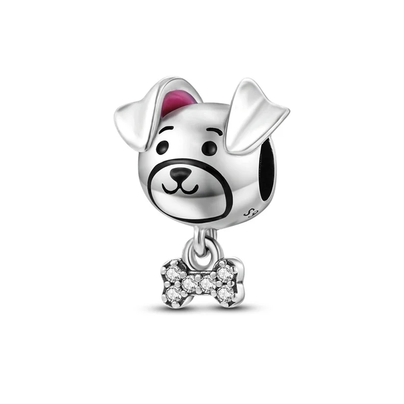 Hot Fit Original Brand Charm Beads 925 Silver Safety chain Grape Pig Pyramid For Leather Bracelets Gifts Fashion Jewelry Making