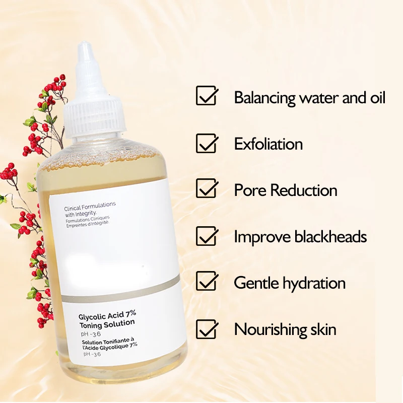 Glcolic Acid 7% Toning Solution Gentle Exfoliation Improve Skin Condition Brighten Skin Tone Products Original 240ml Face Serum