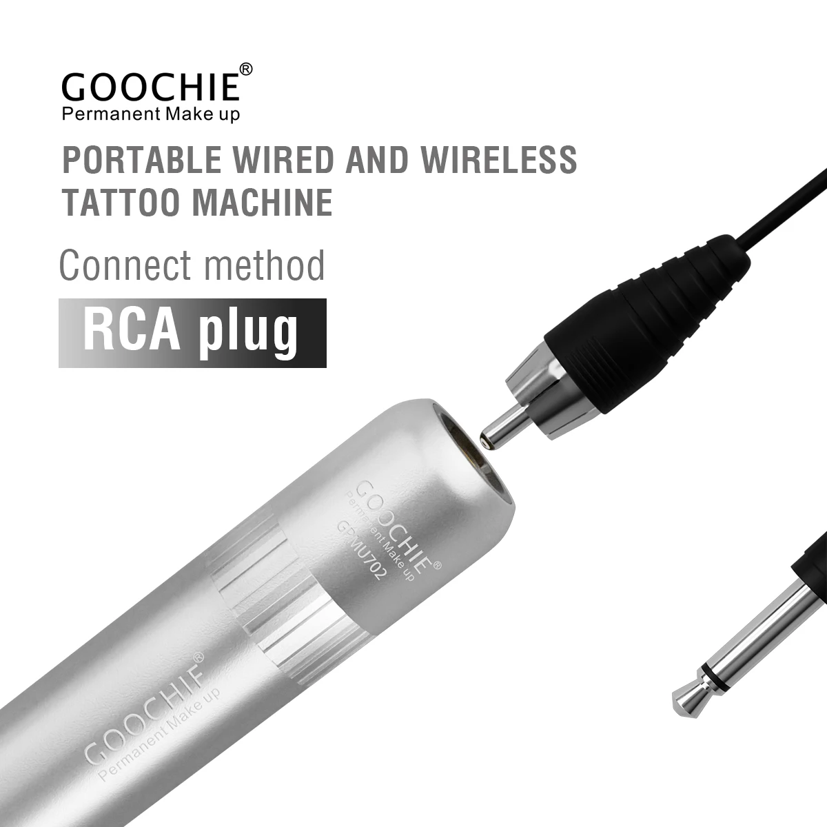 Goochie Wireless Tattoo 1000 mAH Power Supply Machine Rotary Pen Replaceable Battery RCA Cord Cartridge Permanent Makeup Eyebrow