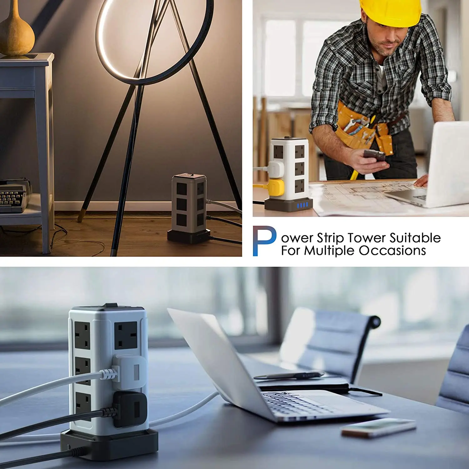 New  Arrival Vertical Detachable Power Strip Tower Socket Extension For Europe Market