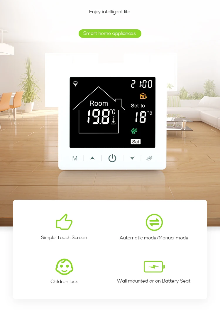 M2 Smart room thermostat warm underfloor heating mat for floor system programable LCD SCREEN