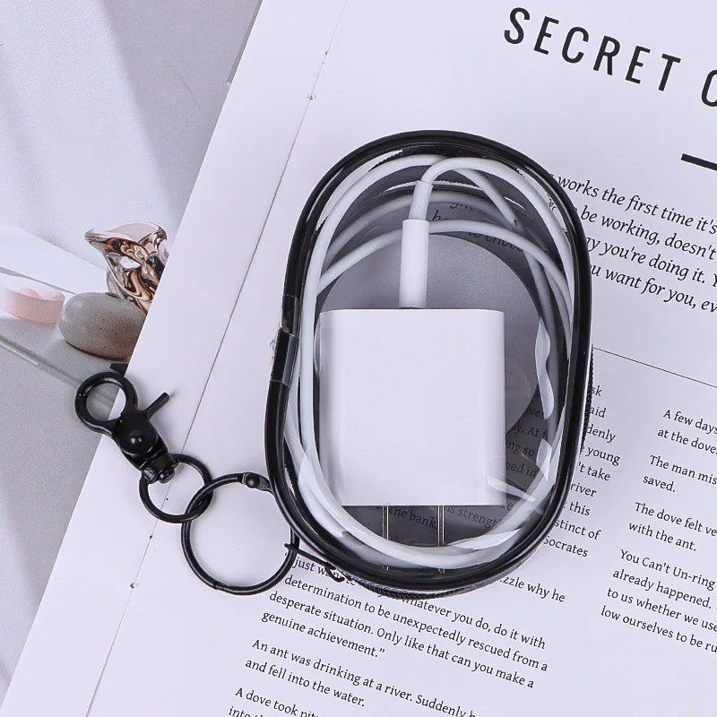 New PVC Data Cable Storage Bag Transparent Multi functional Mini Portable Charger Storage Bag Earphone Storage Box