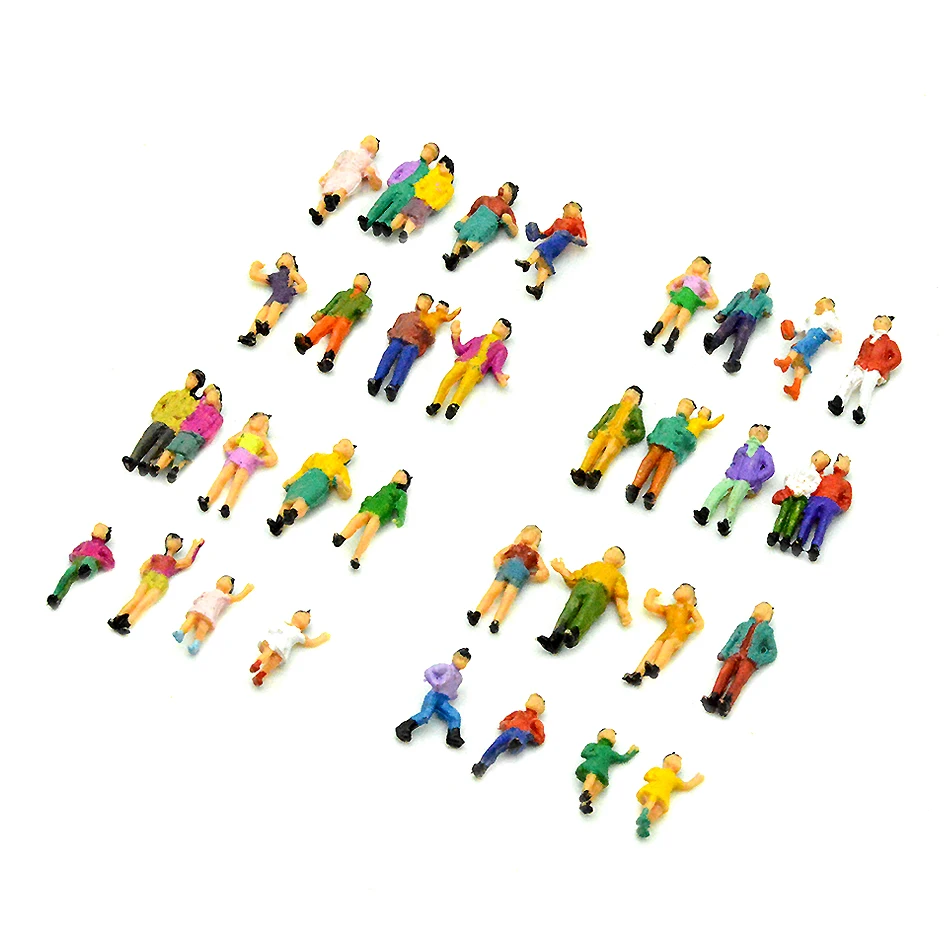 
50pcs HO scale plastic painted figures 1:87 model passager people architectural building materials standing figures 