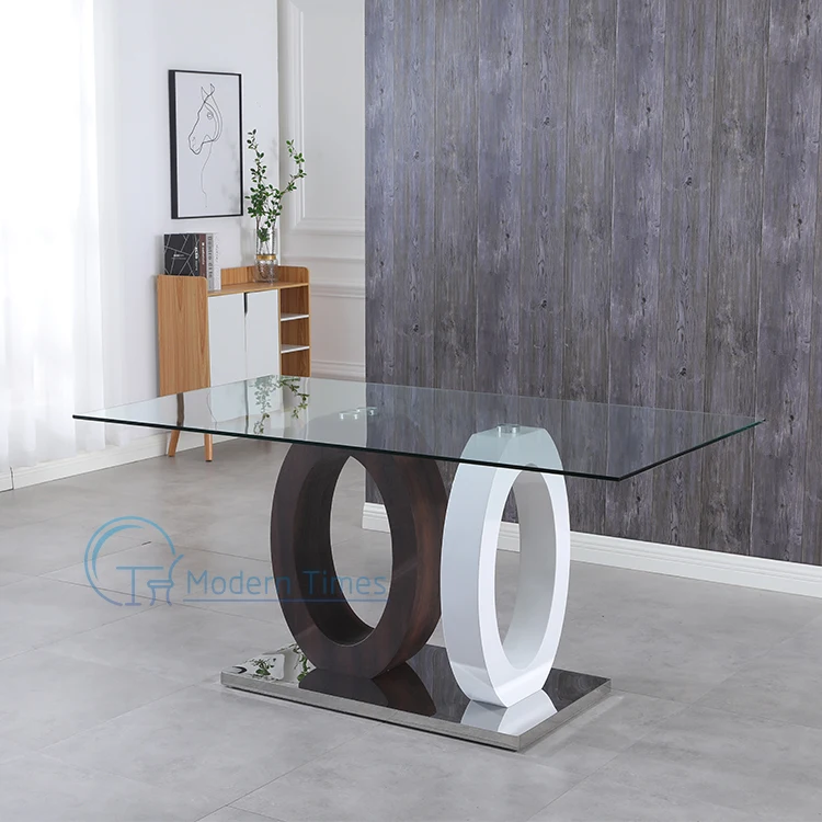 2020 новый дизайн столовая мебель круглый стеклянный 6 местный стеклянный обеденный стол