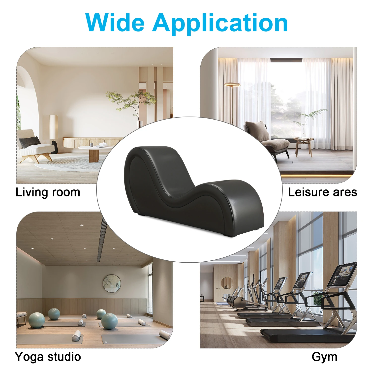 Black Adult Hotel S-Shape Yoga Sex Lounge Chair Love Sofa Sex Furniture