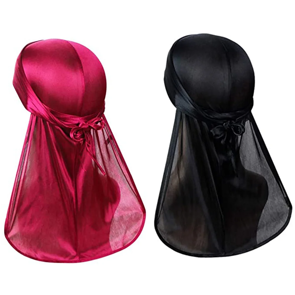 Оптовая продажа шелковая долговечная атласная ткань Durag с длинным хвостом шелковые резинки
