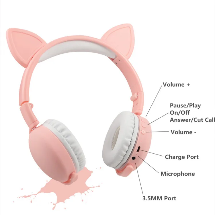 
Christmas Gift Xmas Promotion Stereo Gaming Earphone Lovely Cat Ear BT Music Headphone Wholesale Four Colors Headsets 