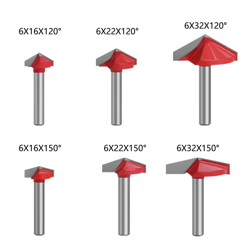 6 Shank 90 degree V- Type Slotting Cutter Bit Automatic Engraving Machine Wood Router Bit 3D