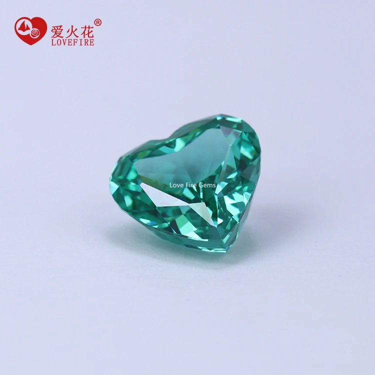 Loose Heart Gemstone Ice Crush Cut Paraiba green Cubic Zirconia Gem Stone