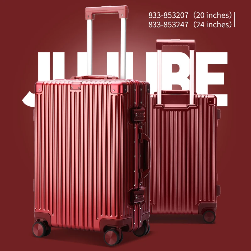 BOPAI custom logo 24 inches large travel luggage durable made stainless steel rod aluminum luxury suitcase for 20 inch