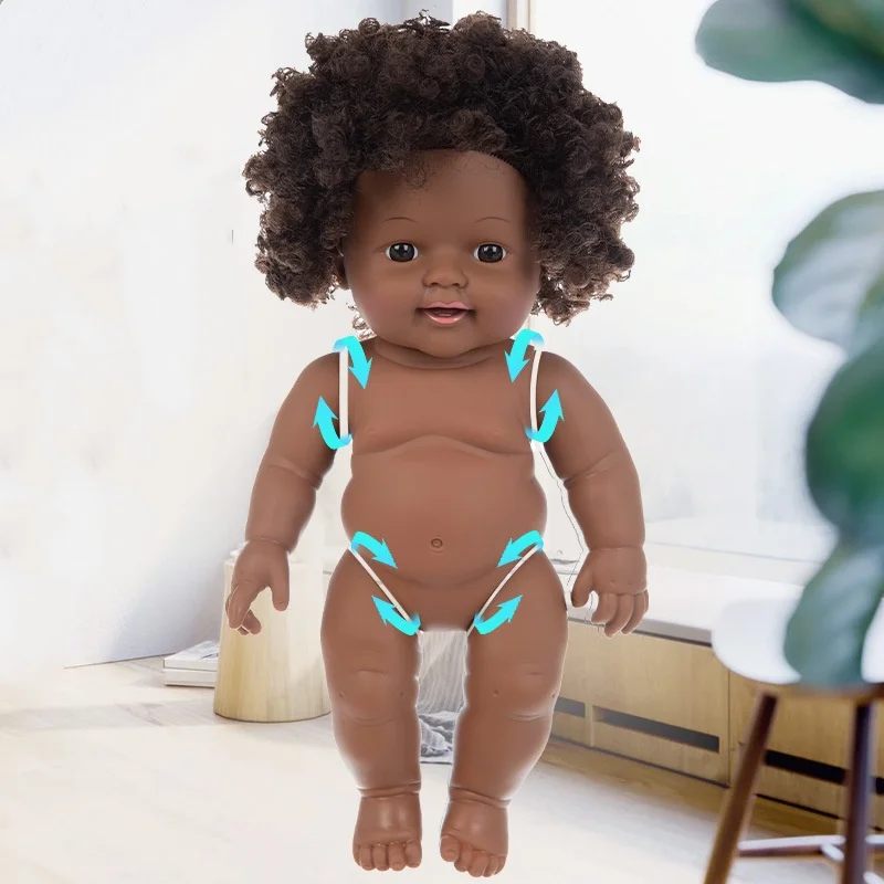 SongYi Factory Wholesale Realistic Dark Skin Newborn Baby Model Fashion Simulation PVC Black Hair Doll Toy