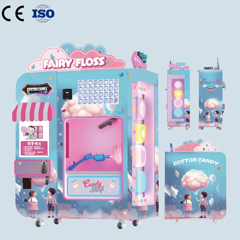 Intelligent Automatic Sugar Cloud Cotton Candy Machine Robot 144 Fancy Cotton Candy Commercial Vending Machine