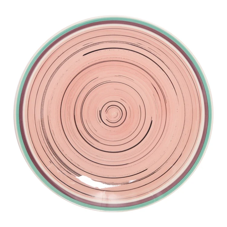 Best sales new design plate restaurant,colorful hand painted round ship Ceramic Restaurant Plate
