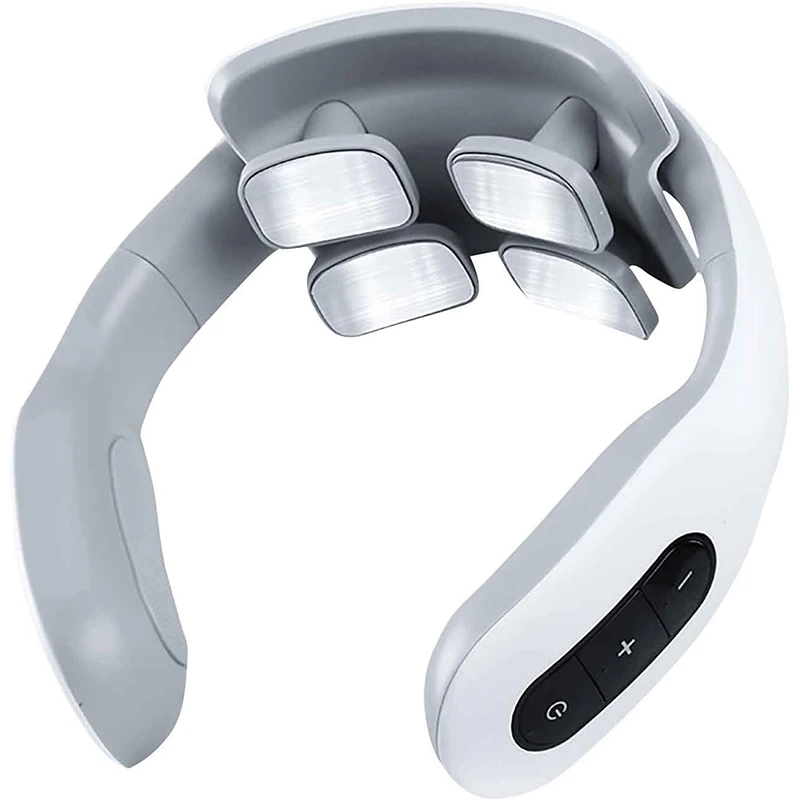 Portable Neck Electric Pulse Massager with Heat 6 Modes 20 Gear Strength 4 Head Lymphatic Neck Massager
