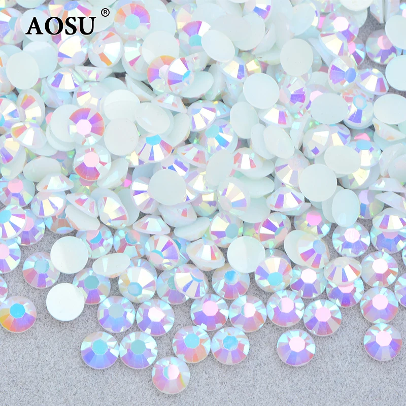 AOSU Wholesale 2mm 3mm 4mm 5mm 6mm Jelly Hyacinth AB Crystal Strass Applique Flatback Resin Rhinestones For DIY Crafts
