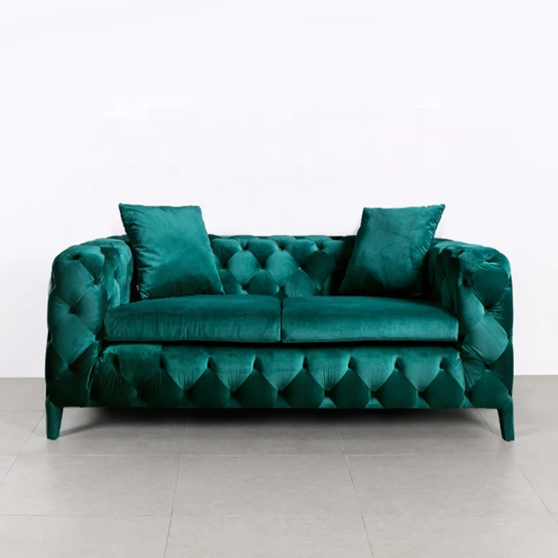 
Luxury Italian Furniture Tufted Green Velvet Fabric Chesterfield Living Room Sofa Modern Design 
