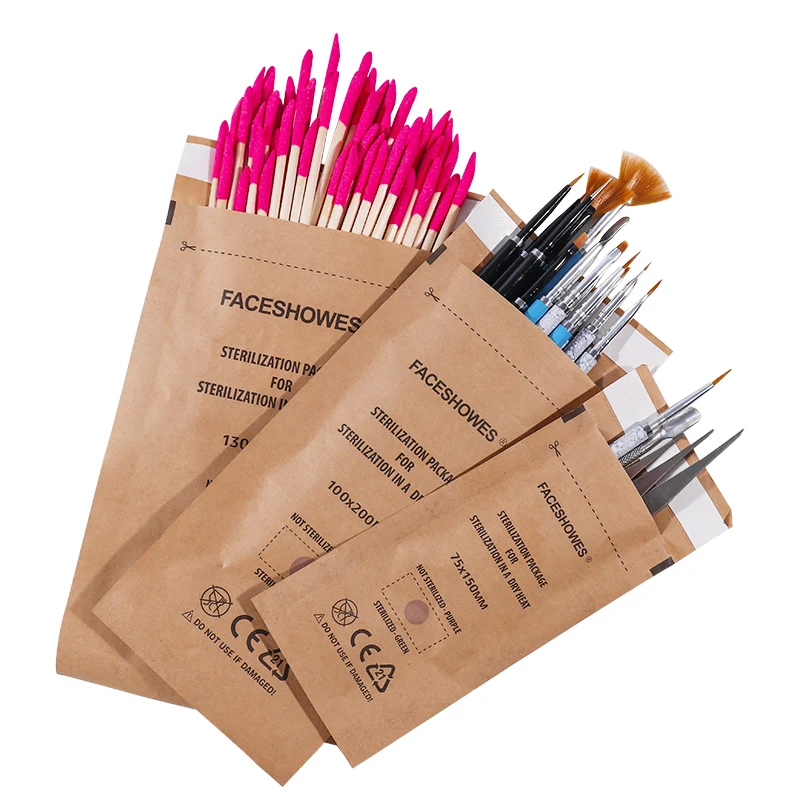Nail Salon Supplies Self Sealing Dry Heat Sterilization Pouch Disposable Autoclave Disinfection Paper Bags