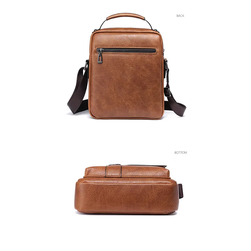 Vintage PU Leather Shoulder Bag Adjustable Crossbody Bag With Zipper Closure Travel Passport Wallet Bag for Men Handbag